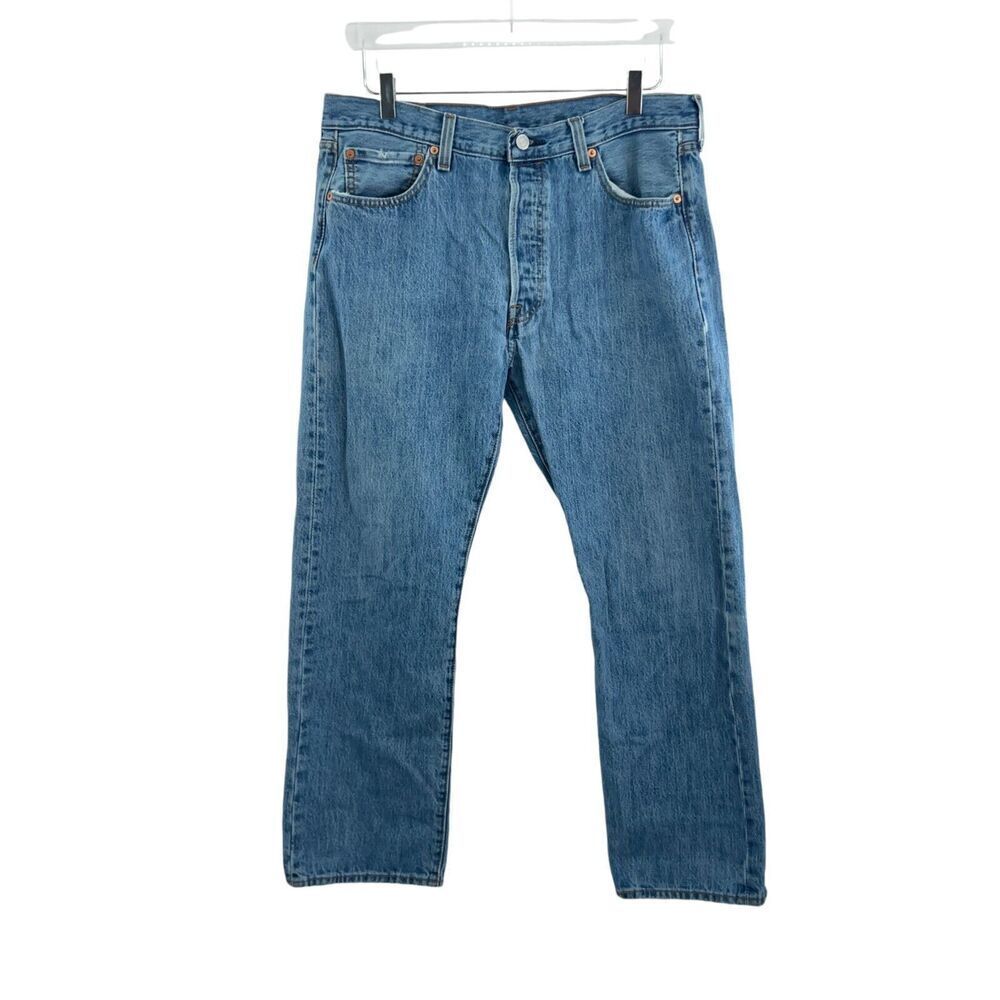 Levis 501 Jeans Men 36 / 30 Original Fit Straight Button Fly Cotton Denim Blue